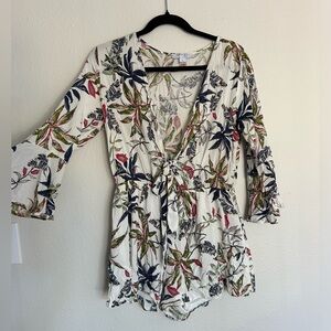 Bell sleeve plunge v romper